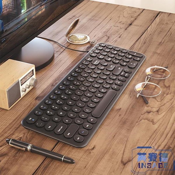 復古圓點有線鍵盤家用筆記本臺式機電腦專用靜音【英賽德3C數碼館】