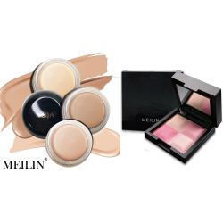 ◎持妝無瑕光科技、水感保濕基底、獨特薄型爽膚粉體|◎只要輕刷，立體光澤頰彩、自然混色|◎雙頰紅潤亮澤打亮/腮紅/修容一盤完勝品牌定位:開架品牌品牌:NAF商品名稱:MEILIN全效持久遮瑕膏+MEIL