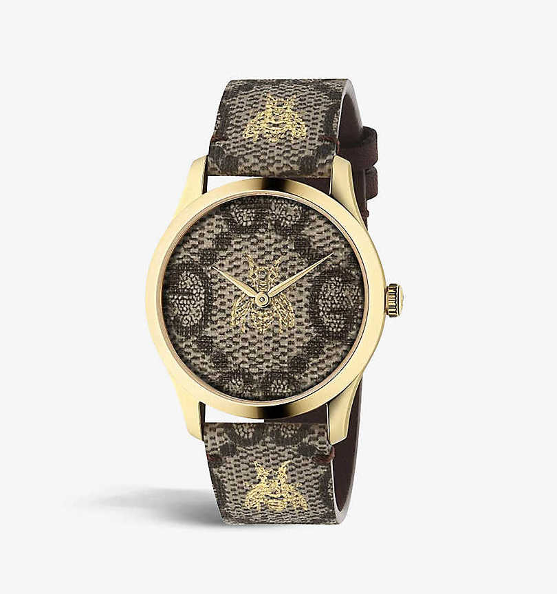 GUCCI YA1264068A G-Timeless gold PVD and canvas quartz watch
