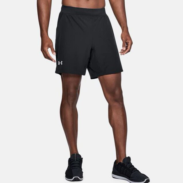 UNDER ARMOUR UA Speedpocket Swyft 男裝 短褲 7吋 慢跑 健身 透氣 口袋 黑【運動世界】1305210-001