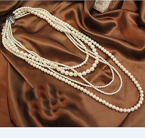 歐美復古多層珍珠項錬女日韓時尚長款毛衣錬春夏百搭配飾品女掛件