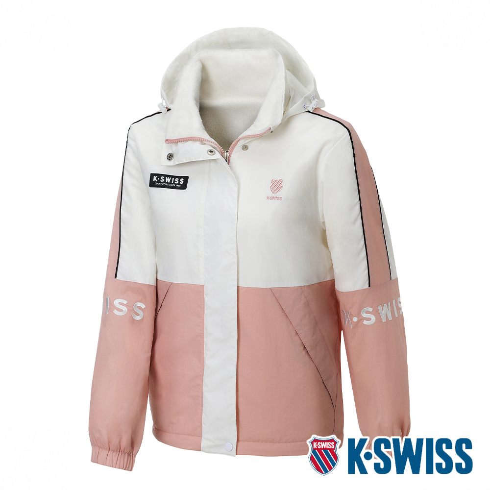 K-SWISS Reversible Heavy Jacket雙面穿防風外套-女-白/粉紅