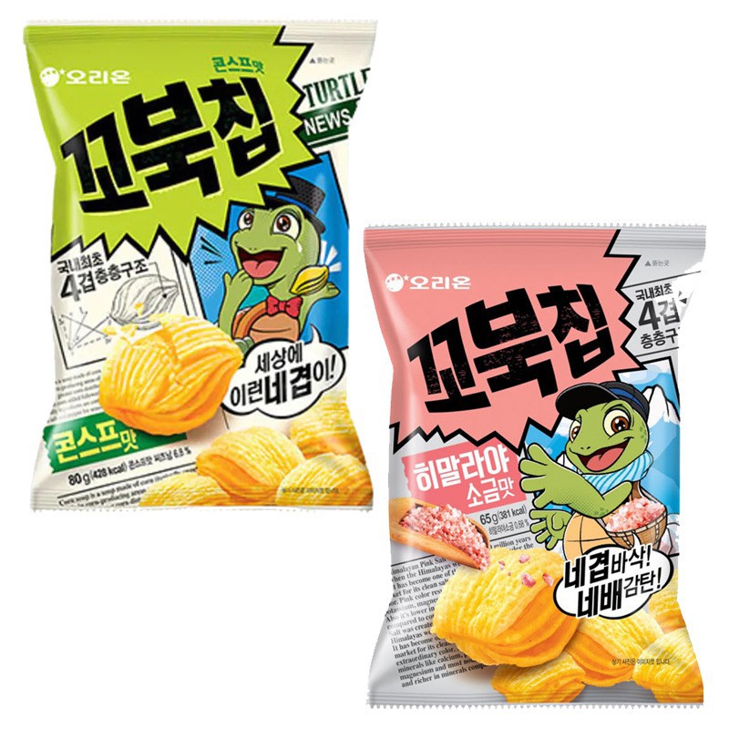 韓國 ORION 好麗友 烏龜玉米脆餅 (80g) 玉米濃湯／玫瑰鹽【花町愛漂亮】
