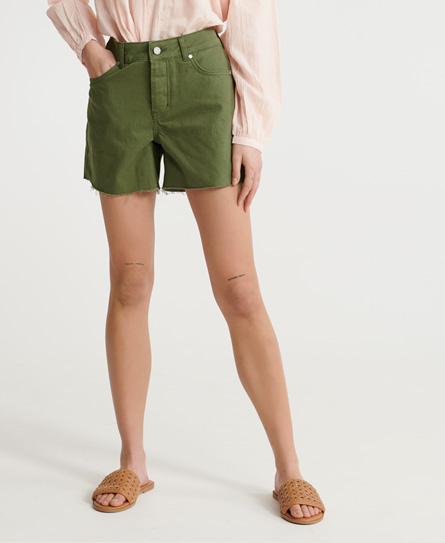 Superdry women's Denim Mid Length shorts, These shorts feature a classic five pocket design, a butto