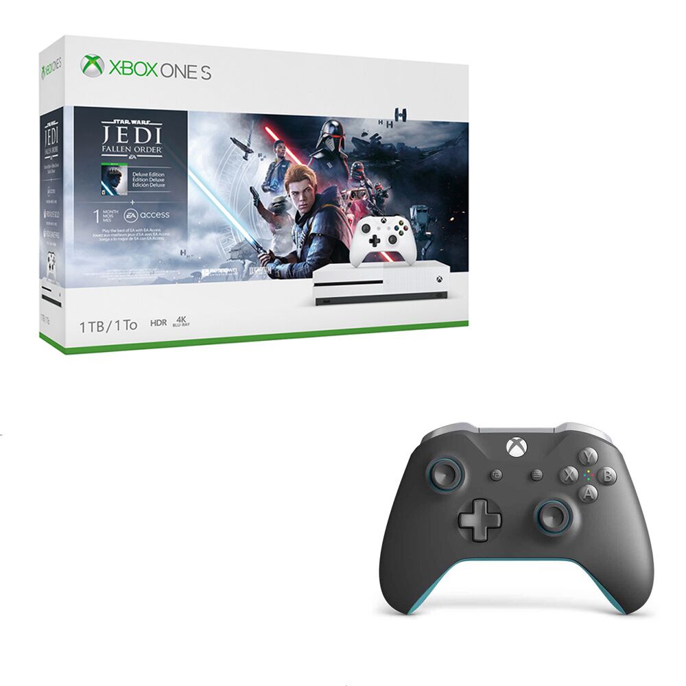 • Xbox One S 1TB主機 + 無線控制器 (灰藍色)• Xbox One 無線控制器（冰雪白）• Star Wars Jedi: Fallen Order™ 豪華版• 1 個月 EA Ac