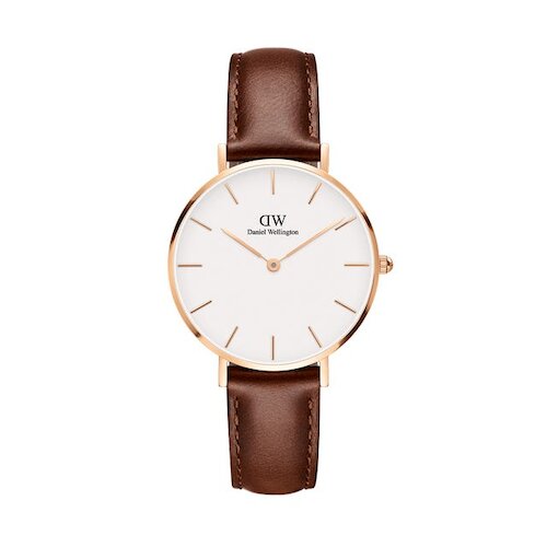 【Daniel Wellington】DW00100175 瑞典 皮帶女錶 Classic Petite St Mawes 白/玫瑰金 32mm