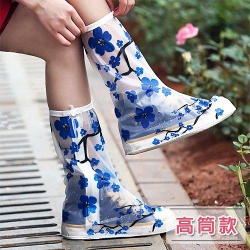 雨鞋套 新款防雨鞋套男女加厚底雨鞋時尚防水鞋套 成人防滑下雨天雨靴套 高筒款