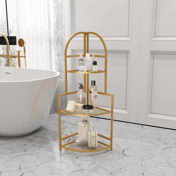 浴室置物架 鐵藝轉角架鏤空浴室可折疊置物架多層收納架 百分百