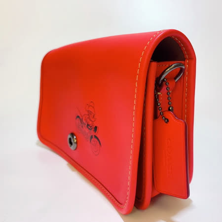 COACH 限量disney mickey米奇紅色皮革斜背小方包- 59374-QBBRD