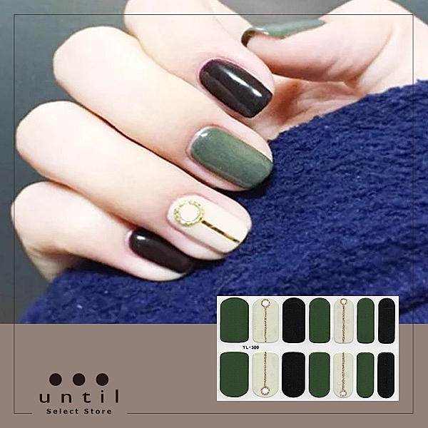 until歐美款街頭單品~簡單有形百搭不膩n綠色系簡約跳色亮粉美甲貼