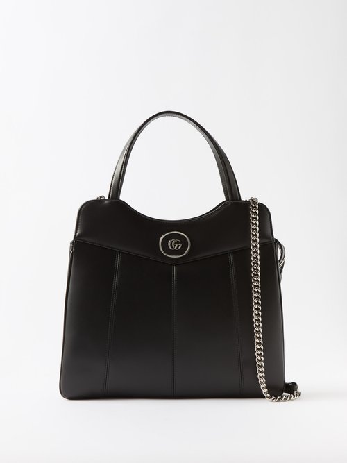 Gucci - Petite Gg Medium Leather Tote Bag - Womens - Black