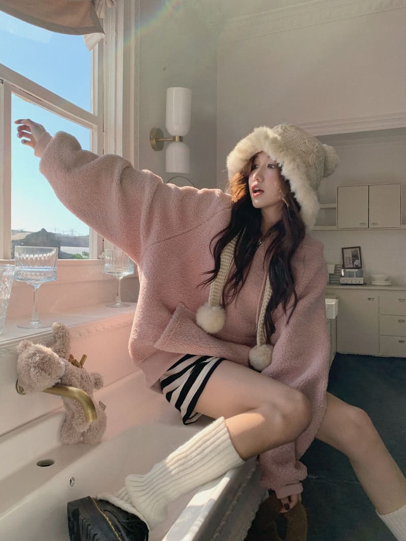 【missy shop】命定甜心QQ毛大學T-45530