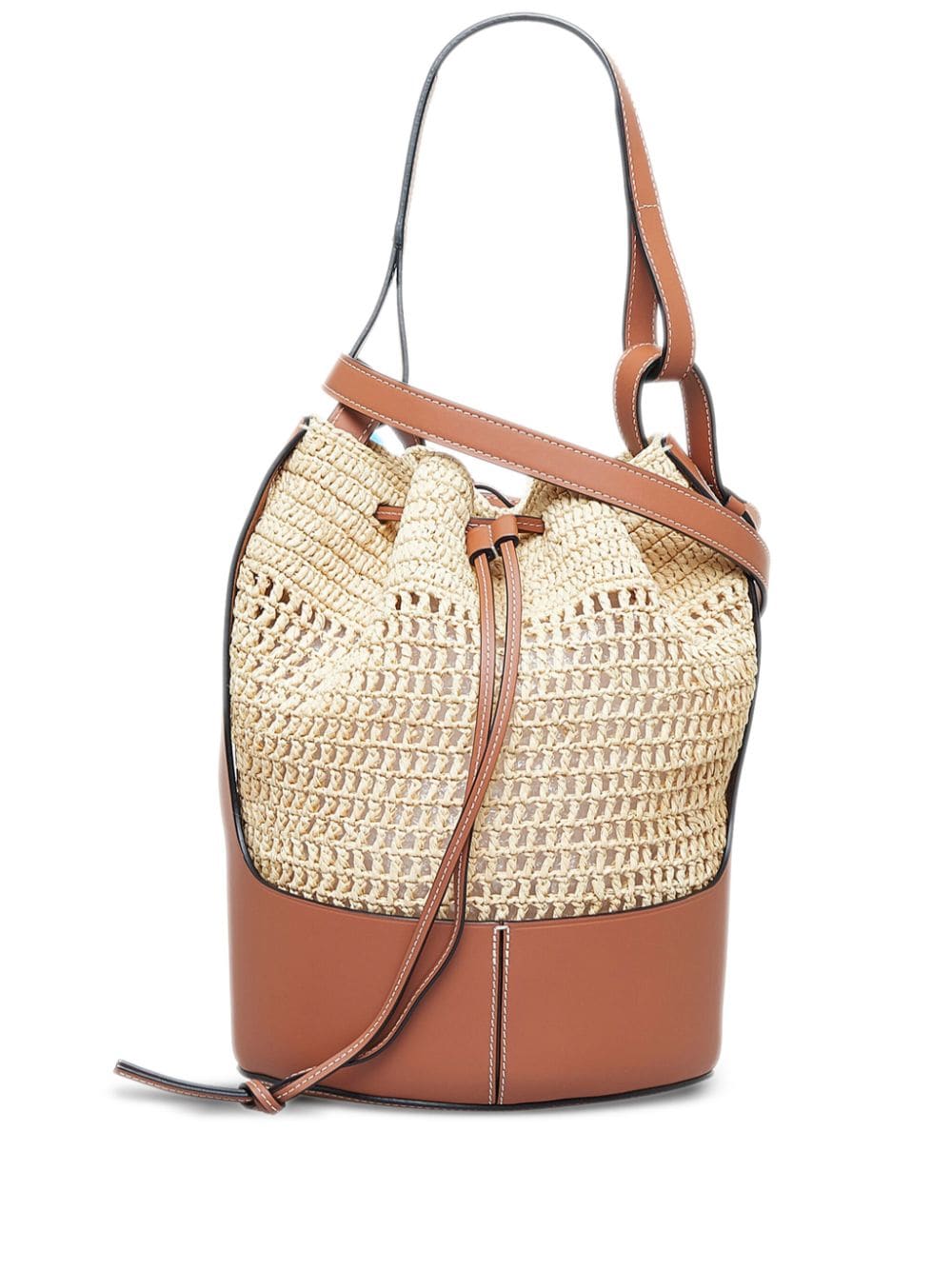 Loewe Pre-Owned - pre-owned Raffia Balloon bucket bag - women - Raffia/Leather - One Size - Brown