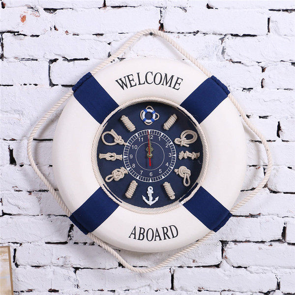 救生圈家居裝飾鐘表 地中海風格裝飾掛鐘 創意酒吧時鐘 鐘飾─預購CH2274