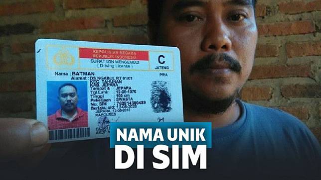 Beberapa Nama Unik Pemegang SIM di Indonesia