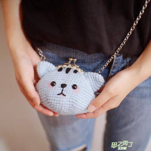 diy手作 鉤針編織毛線玩偶手工diy口金材料包卡通白兔零錢包拎包制作布藝