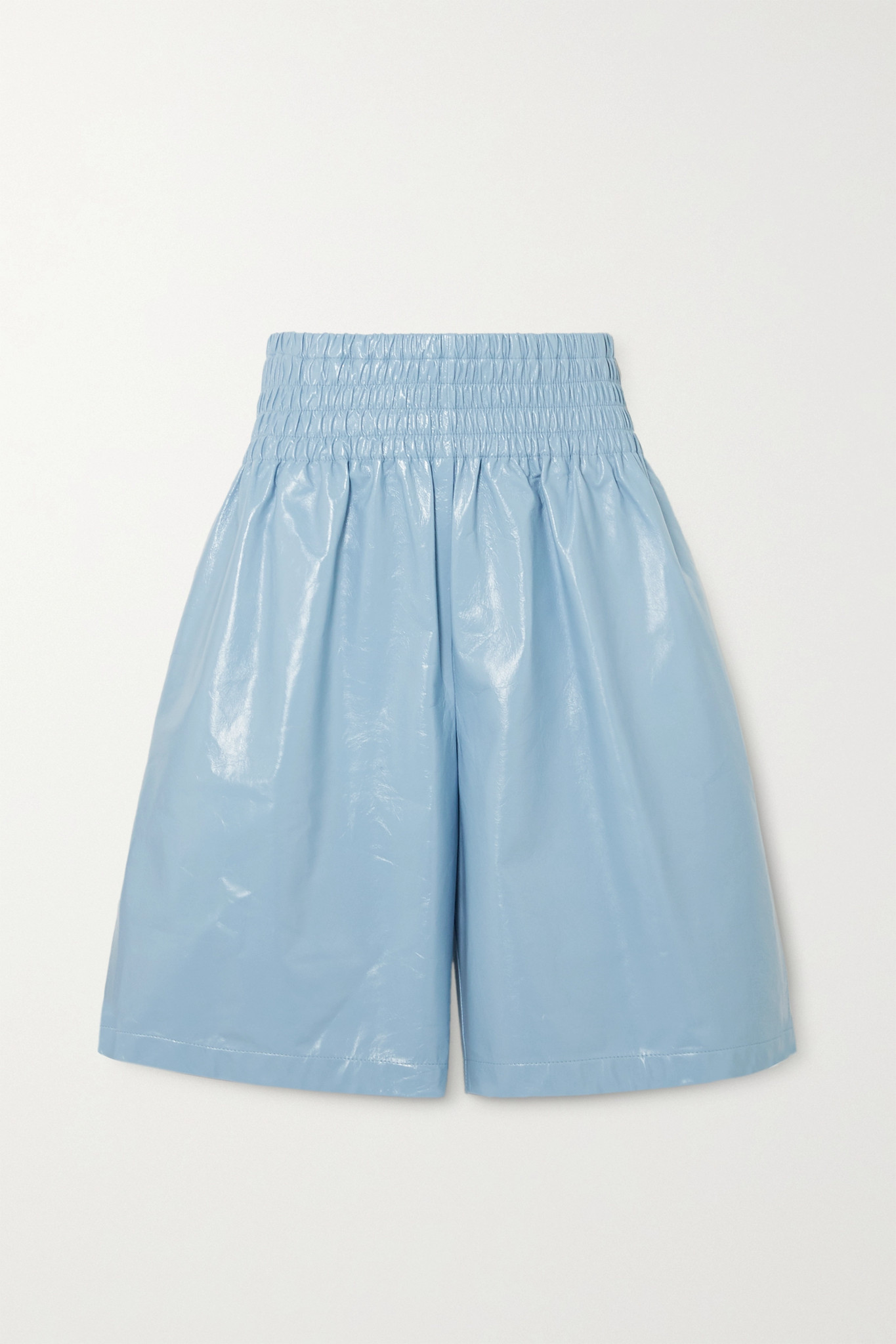 BOTTEGA VENETA - Shirred Leather Shorts - Blue - IT40