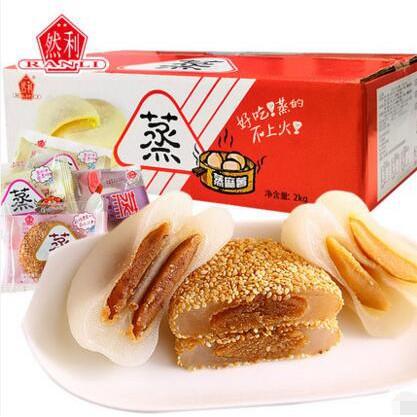 2kg蒸麻薯紅綠豆爽幹吃湯圓糯米糍粑驢打滾糕點心面包整箱2000g可批發