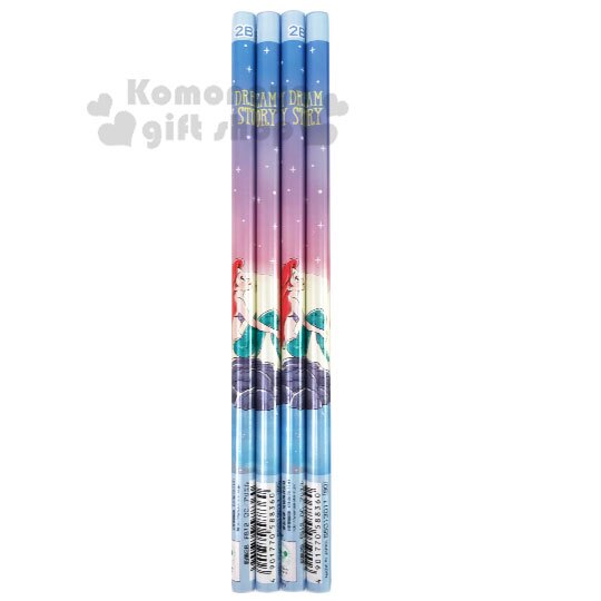 〔小禮堂〕迪士尼 小美人魚 日製鉛筆組《4入.藍紫.坐石頭》2B.學童文具