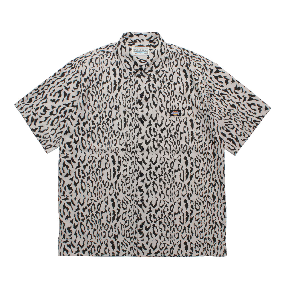 【WACKO MARIA 聯名】Dickies男款米色滿版豹紋印花休閒工裝短袖襯衫|DK012100BE0