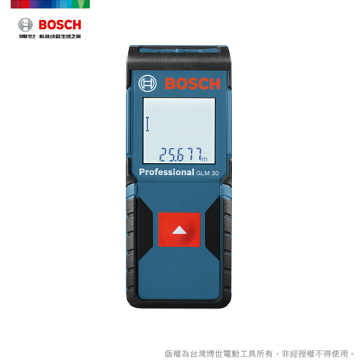 • 簡易的測量工具• ISO Norm 16331-1 認證• 單鍵式操作• 最精巧的雷射測距儀★其他規格配置★►GLM 30(30米)►GLM 40(40米)►GLM 400(40米彩屏)►GLM 