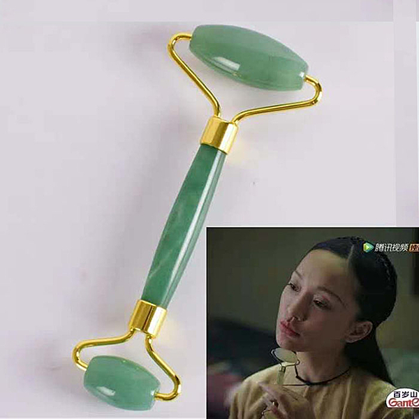 天然玉石按摩器 按摩滾輪 臉部眼部瘦臉美容棒 玉推臉器