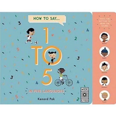 用五種不同的語言從1數到5書本附上五種語言的音效