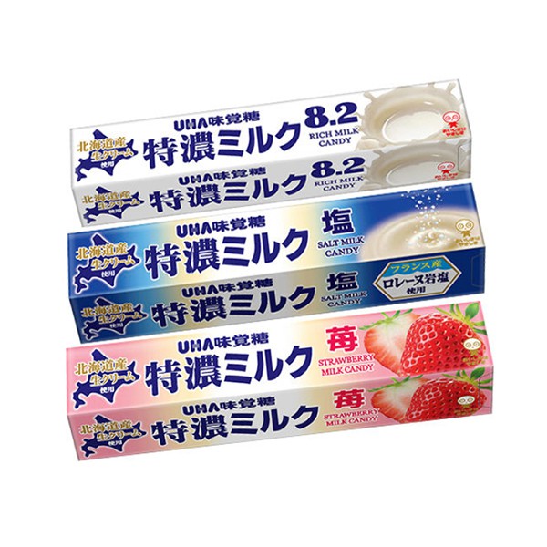 日本 UHA 味覺糖 特濃牛奶條糖 原味/鹽味/草莓味 37g【庫奇小舖】