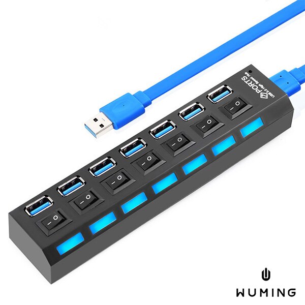 獨立開關 USB 3.0 HUB 集線器 擴充 7 Port 七孔 插座型 分線器 iPhone X 8 7 Plus S8 Note8 J7 XA 『無名』 M12114。人氣店家無名小物的創意生活