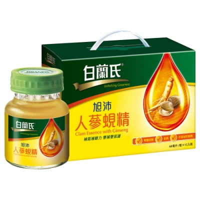 一瓶提供雙重能量 台灣東岸的活水黃金蜆 添加人蔘精華，營養加倍 低鈉、低熱量、零脂肪、零膽固醇