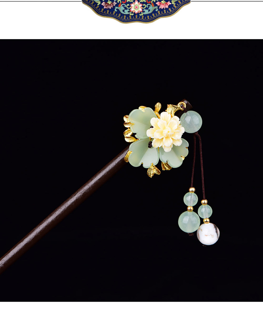 髮簪 簡約復古風琉璃髮簪女古裝古代宮廷旗袍漢服頭飾盤髮簪子流蘇飾品