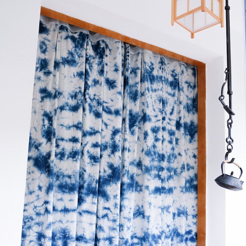 手工紮染藍染冰花純棉窗簾 訂製商品請聯繫設計師