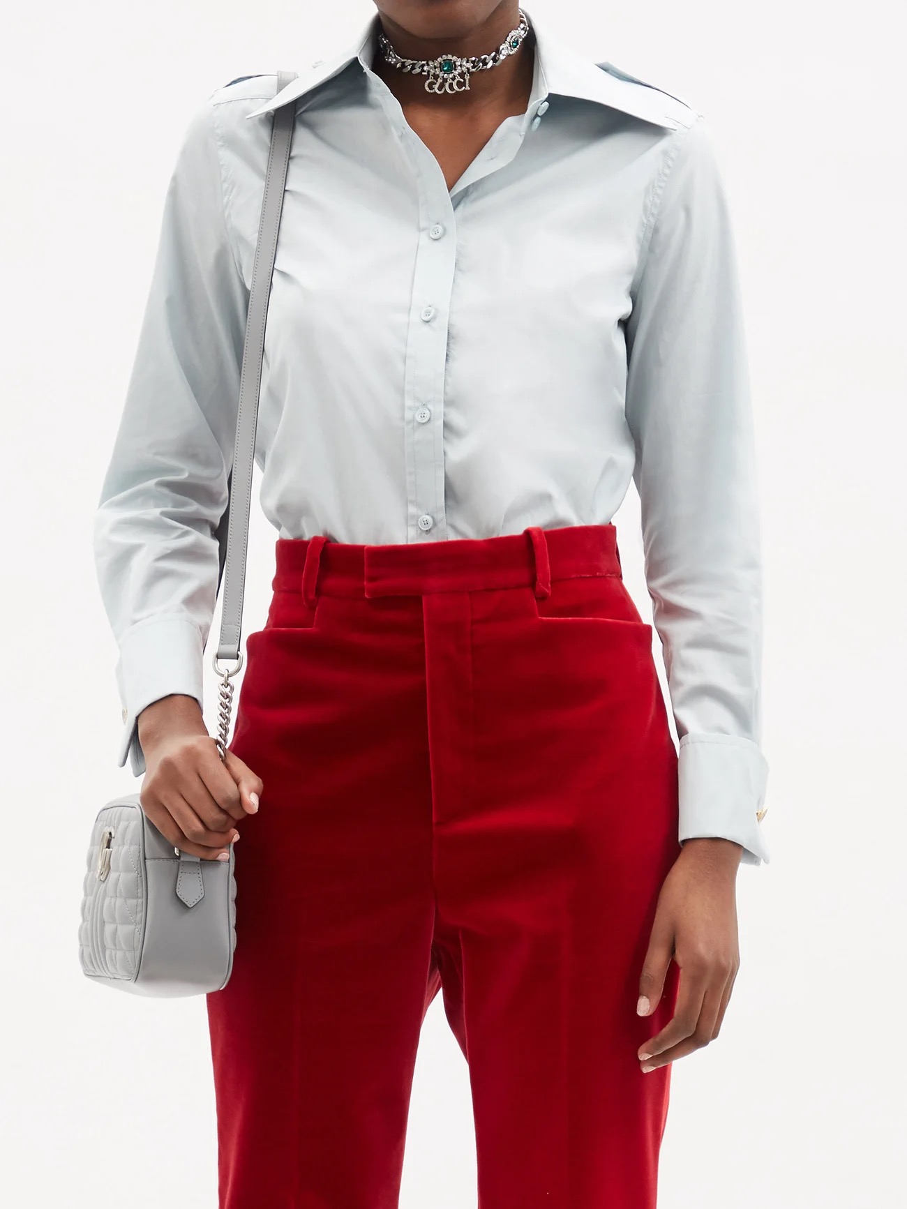 GUCCI Oversized-collar cotton-poplin shirt