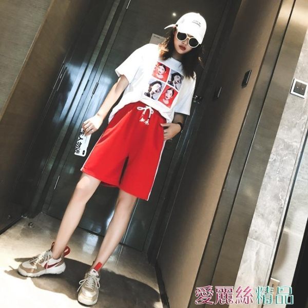 寬褲 2019新款正韓運動短褲女夏寬鬆高腰五分褲直筒休閒中褲大碼潮外穿 愛麗絲