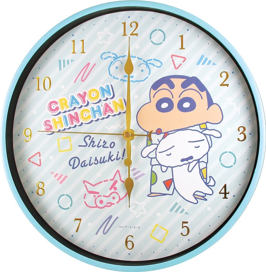 【真愛日本】4548626097067 立體圓形壁掛鐘-小新睡衣派對GAD 蠟筆小新 新之助 小新 小白 數字掛鐘時鐘壁鐘客廳書房臥房布置 立體時鐘