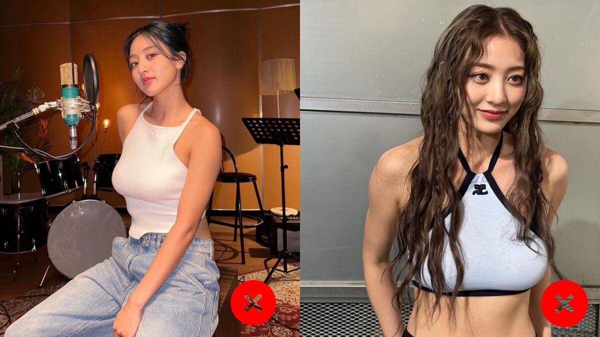 TWICE志效穿衣胸型不顯胖技巧2:V領、方領拉長頸部線條