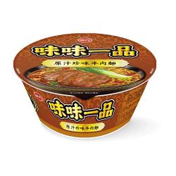 ◎★麵好、湯濃、肉大塊|◎★味味一品‧堅持一品|◎品牌:味丹品牌國別:台灣種類:泡麵包裝型式:碗裝保存方法:常溫放置陰涼處內容物成分:(1)麵塊：麵粉、棕櫚油、樹薯澱粉、食鹽、調味劑(味精、5’-次黃