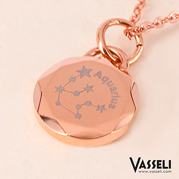 VASSELI法希黎-水瓶座-鋼飾項鍊(玫瑰金) 星座項鍊 水瓶座項鍊 開運 飾品