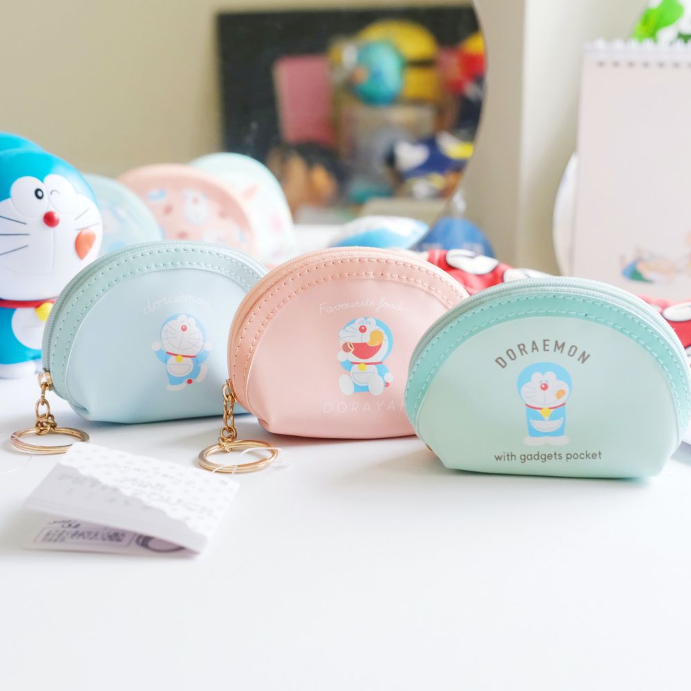 《哆啦A夢》🇯🇵日本｜皮質扇形收納包 鑰匙圈 DORAEMON