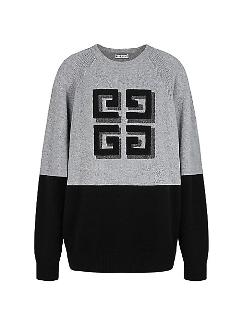 This luxurious colorblock crewneck is woven in rich cashmere and features the brand's intarsia 4G lo