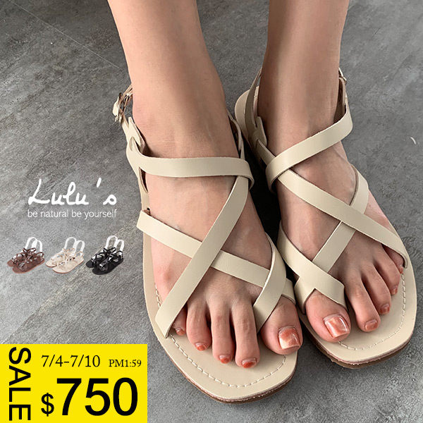 LULUS-C交叉平底羅馬涼鞋-36-39-３色 【06190016】