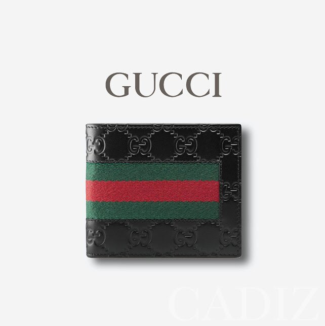 義大利正品 GUCCI Signature Web wallet 復古紅綠黑色印花皮革折疊夾 408827