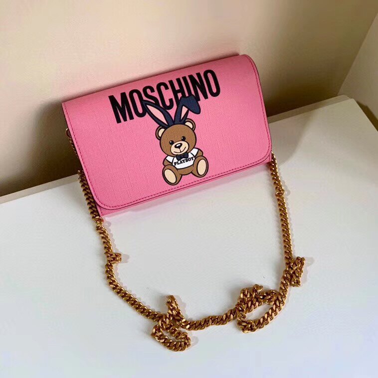 【Go時尚】Moschino X PLAYBOY 聯名 WOC 鏈條包 斜背包 兔子 泰迪熊