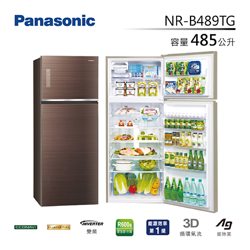 用點數買冰箱◑Panasonic 國際牌 485公升 二門變頻電冰箱 NR-B489TG