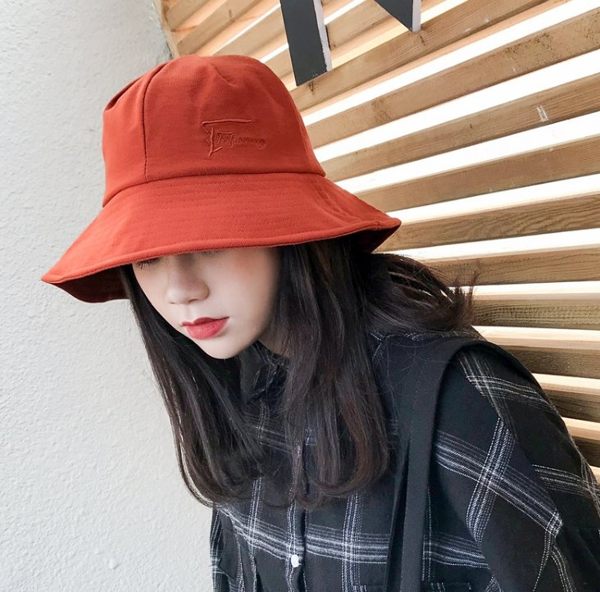 漁夫帽太陽帽遮陽帽刺繡純色日系情侶休閒百搭學生街頭帽子潮太陽帽NE310-B.M15愛尚布衣