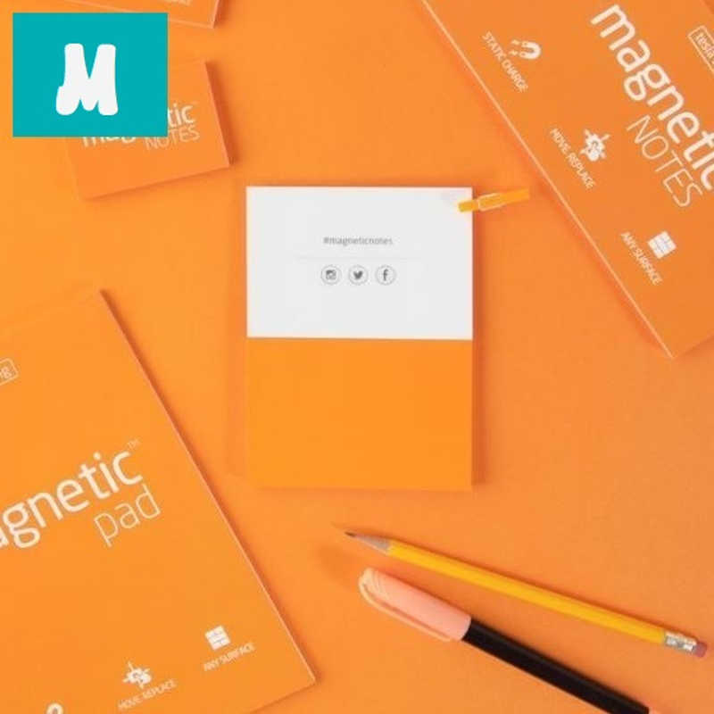 商品資料磁力貼是一系列使用有經過專利申請的特殊科技而做成的便利貼. 磁力貼的材質是一種塑膠稱為聚丙烯; 是一種無色無味無毒的材質. 使用靜電的力量讓它可以有黏力在實體物件上. 磁力貼不但輕巧, 而且滑