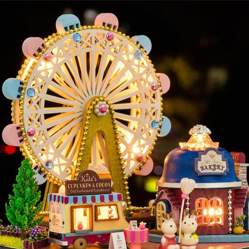 WallFree窩自在★手作DIY小屋燈 精緻迷你小屋-幸福摩天輪 (小夜燈 小屋燈 現 DIY小屋燈 袖珍屋 DIY小屋 模型屋 交換禮物 聖誕禮物 智趣屋 diy小屋 diy手作小屋 玻璃球小屋)