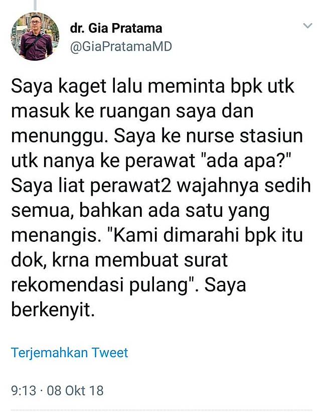 dr Gia kemudian meminta suaminya untuk menemuinya...