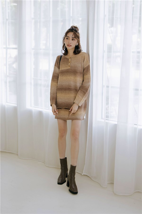 溫柔漸層條紋針織洋裝