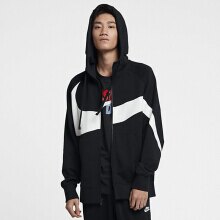 KUMO SHOES- NIKE BIG SWOOSH ZIP HOODIE黑 棉 大勾 連帽外套 AR3085-010